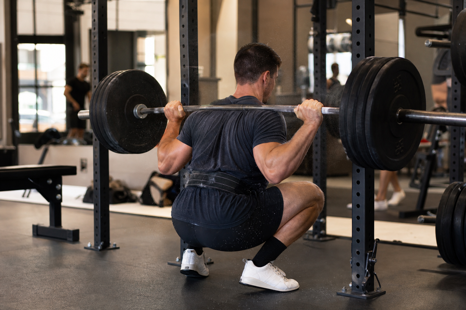 Lifter performing a squat as part of the best workout routine to build muscle