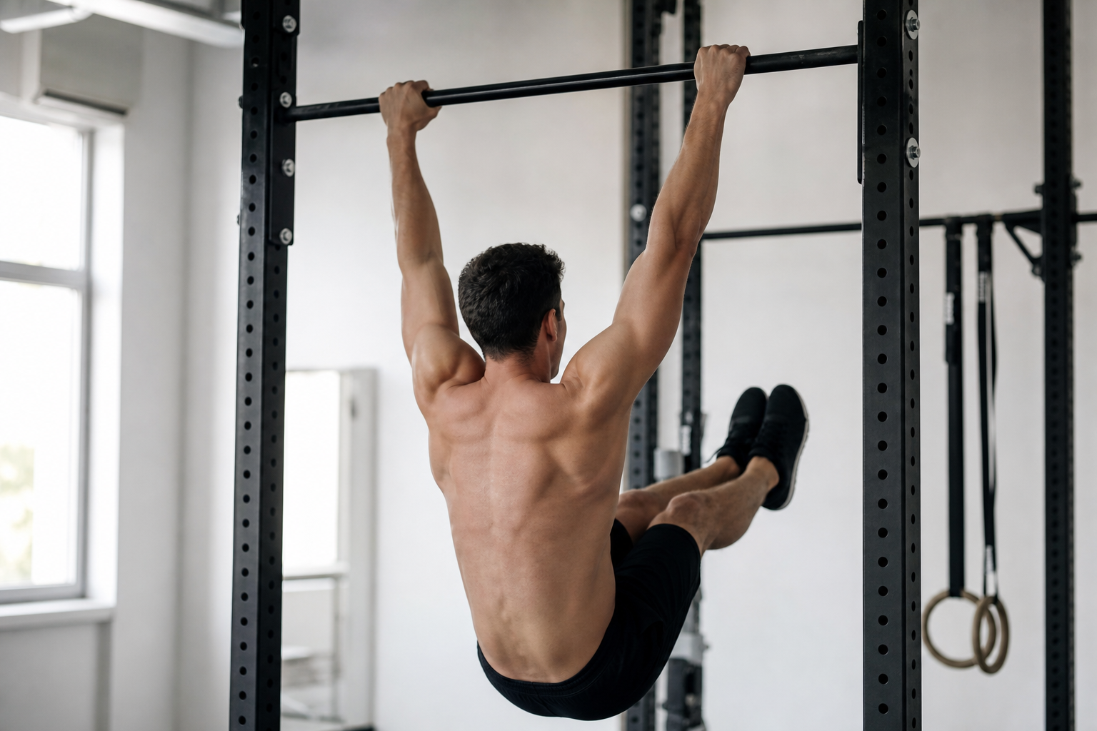 Athlete performing a hanging leg raise, one of the most effective lower ab exercises